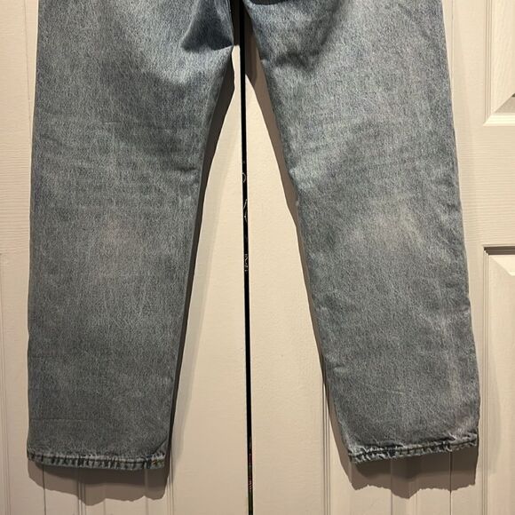Princess Polly High Rise Asymmetrical Button Fly Light Wash Loose Fit Jeans Sz 8 - Picture 8 of 11